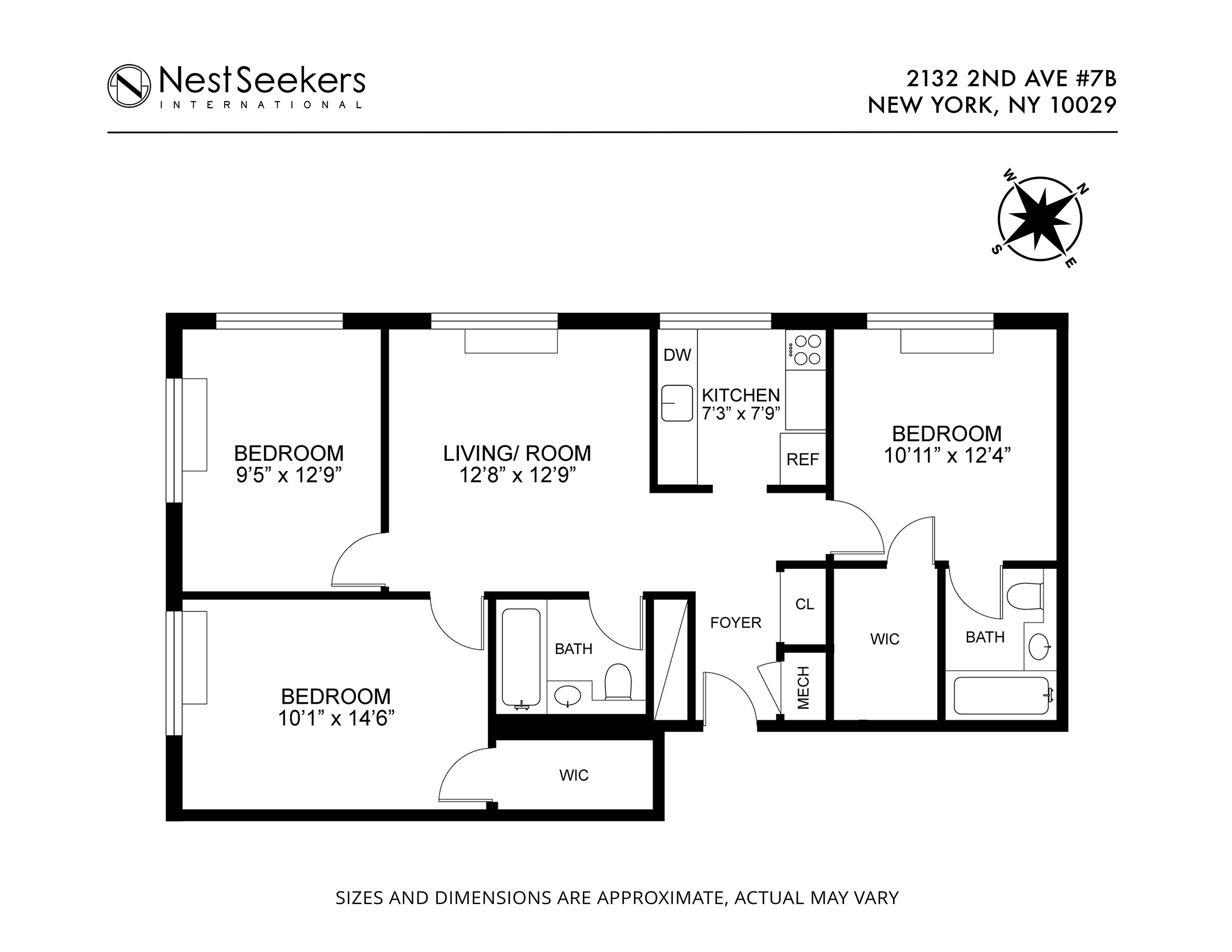 Floorplan for 2132 2nd Avenue, 7-B