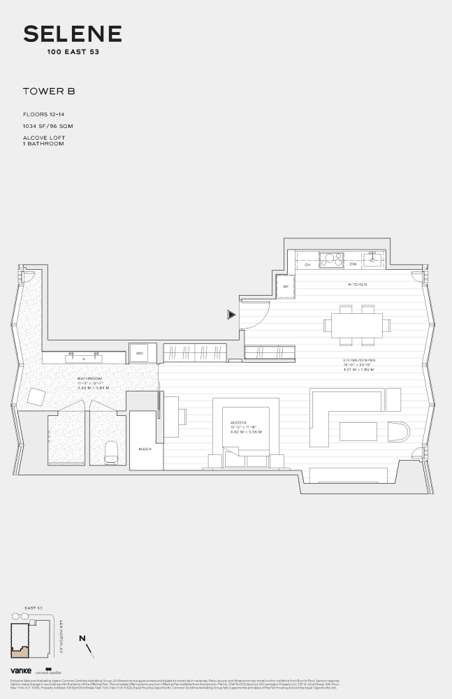 Floorplan for 100 East 53rd Street, 14B