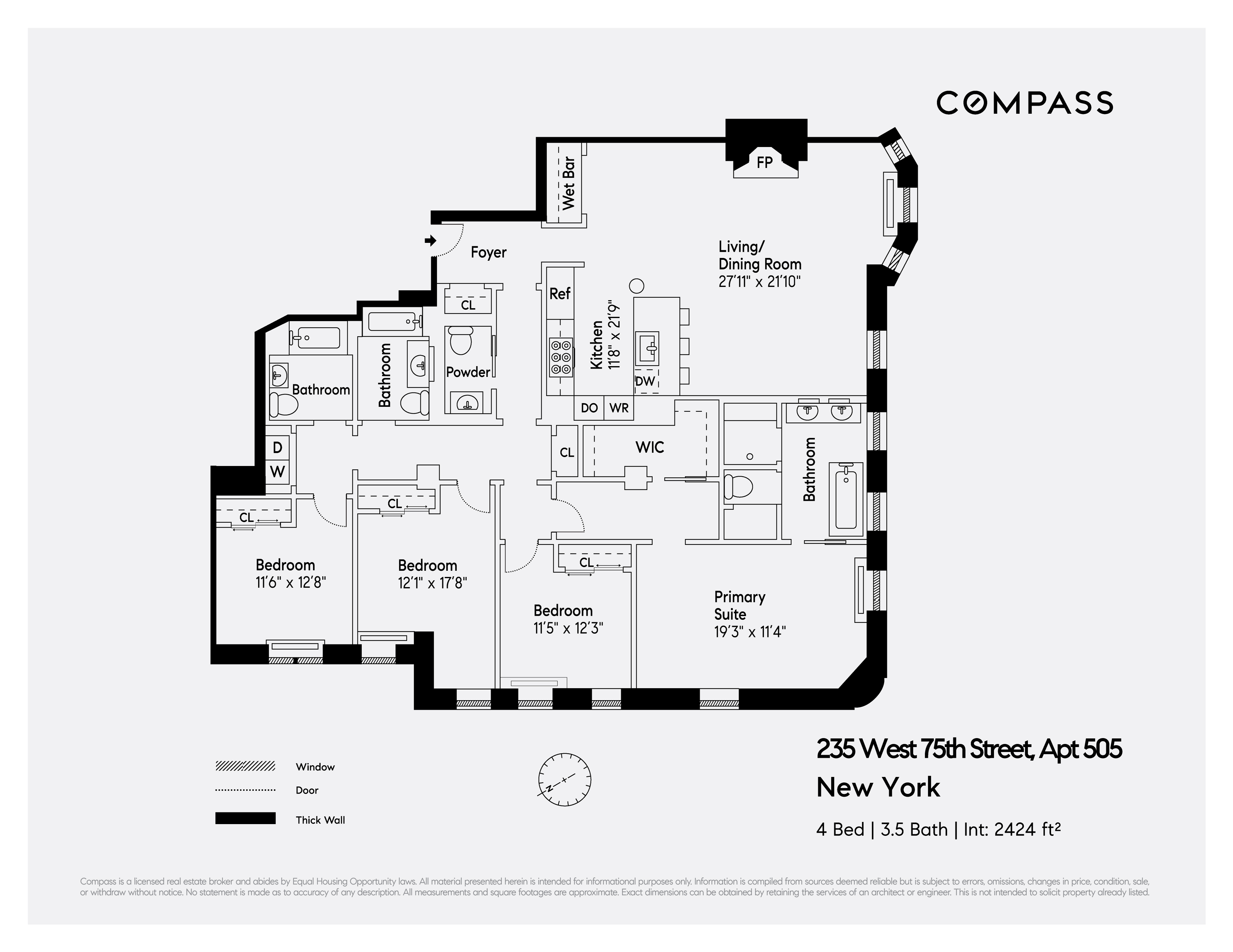 Floorplan for 235 West 75th Street, 505