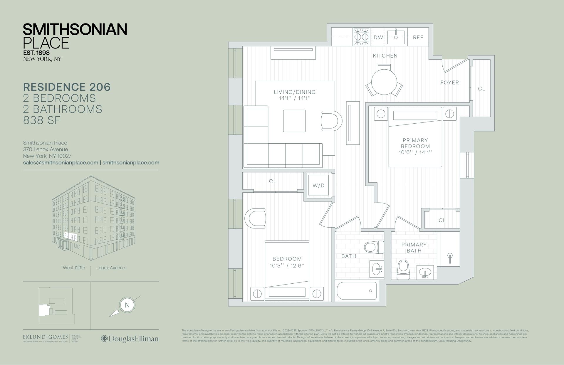 Floorplan for 370 Lenox Avenue, 206