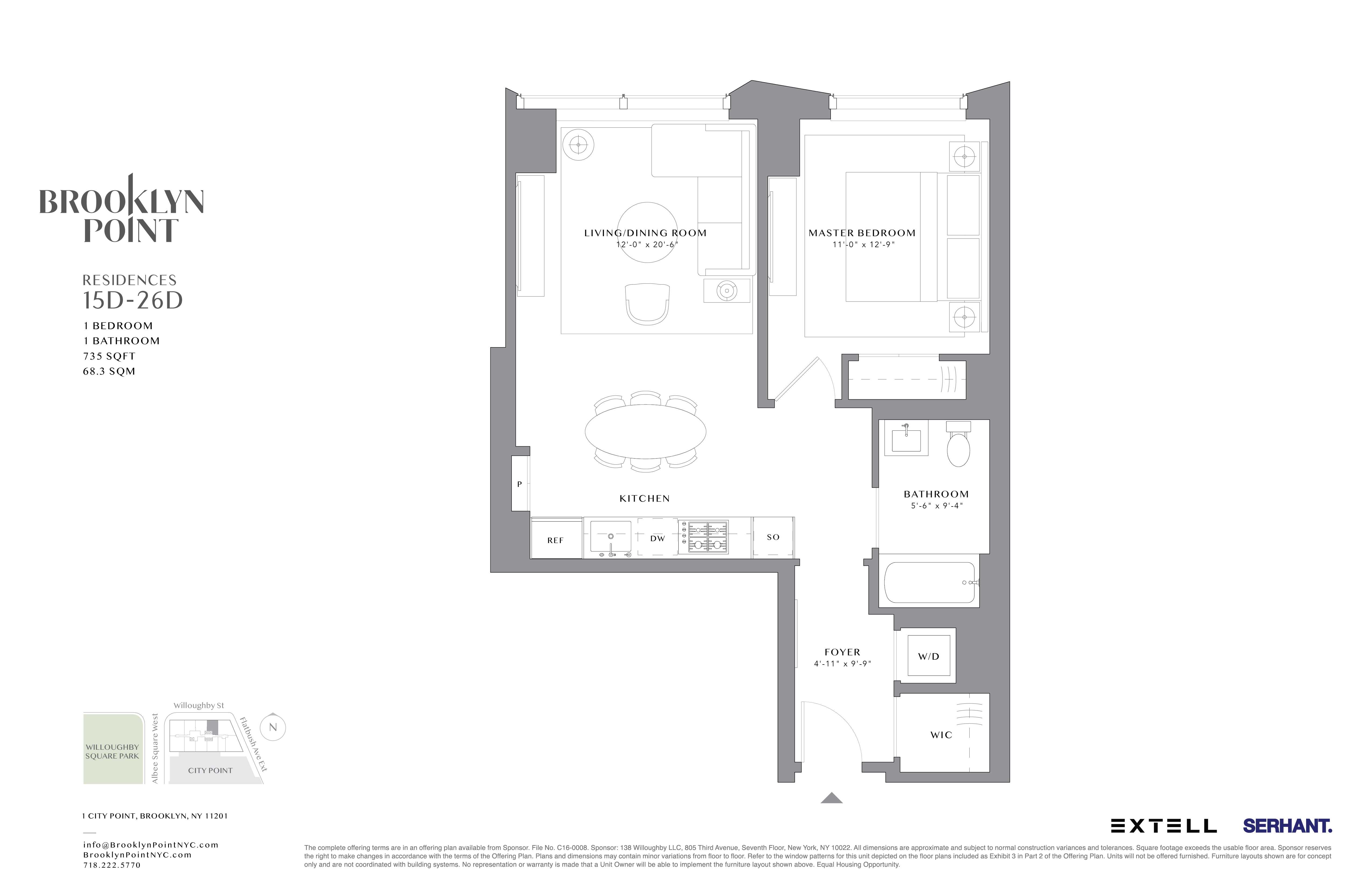 Floorplan for 1 City Point, 15D