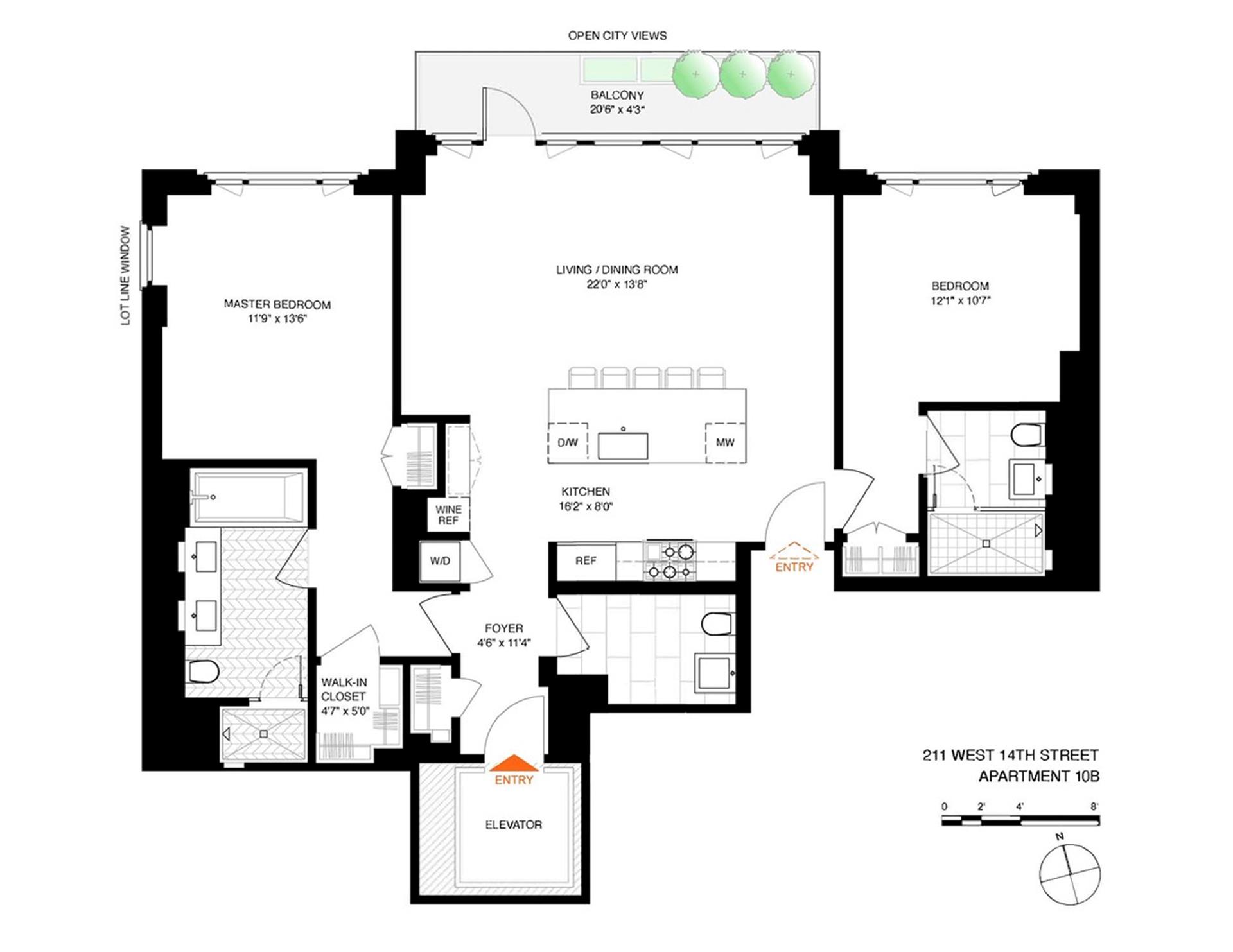 Floorplan for 211 West 14th Street, 10B