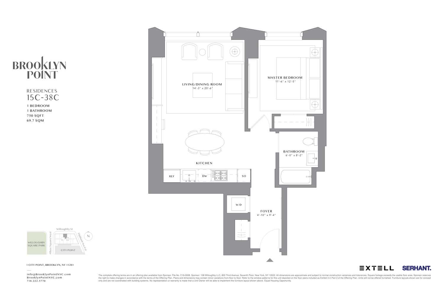 Floorplan for 1 City Point, 38C