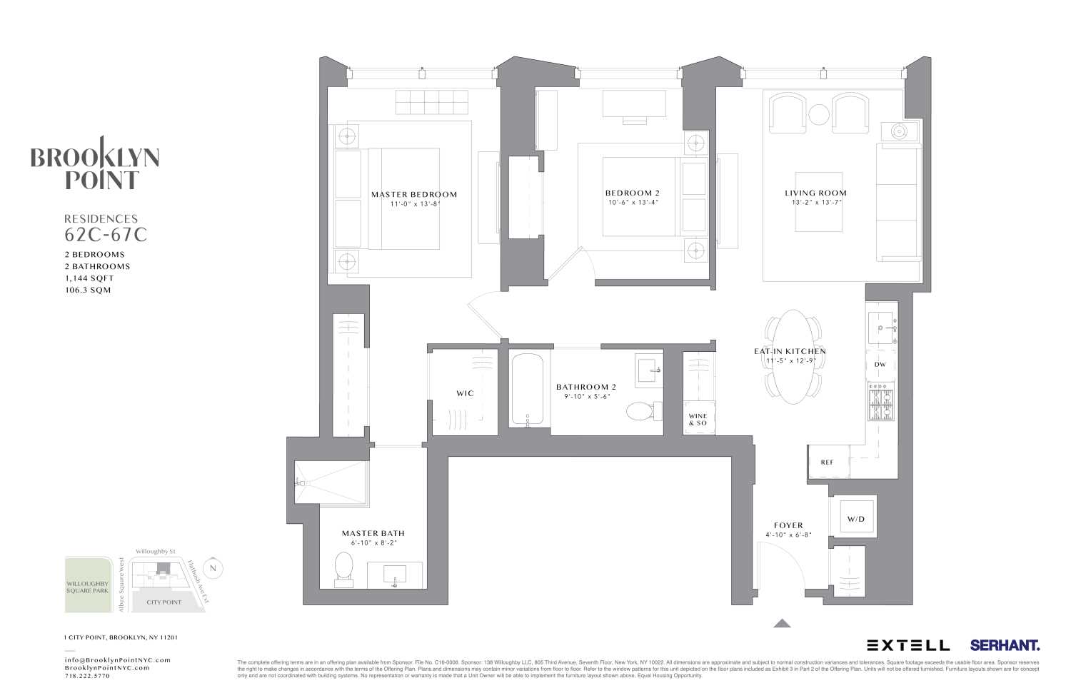 Floorplan for 1 City Point, 66C