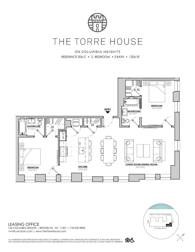 Floorplan for 124 Columbia Heights, 206