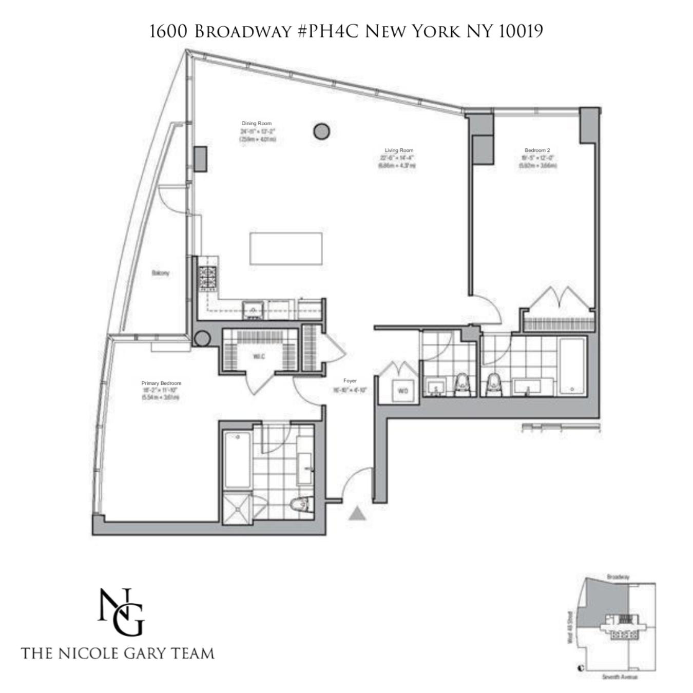 Floorplan for 1600 Broadway, PH4C