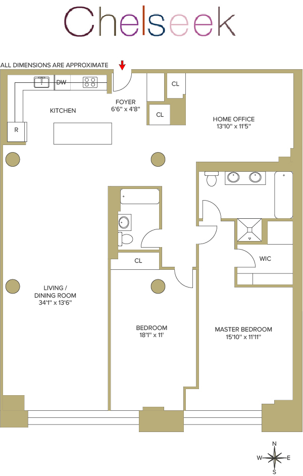 Floorplan for 252 7th Avenue, 5U