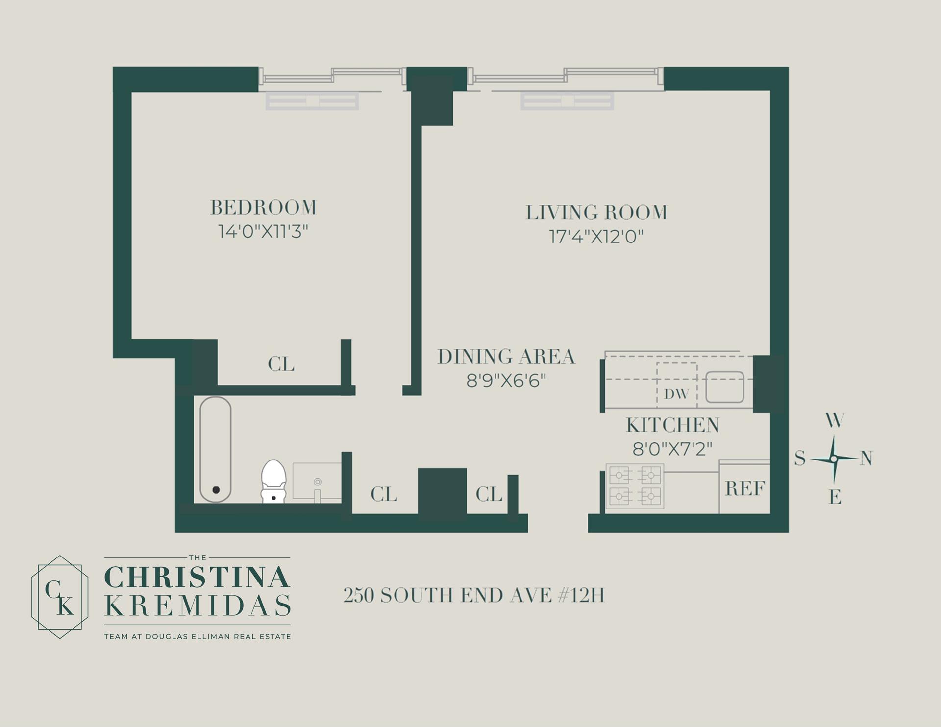 Floorplan for 250 South End Avenue, 12H