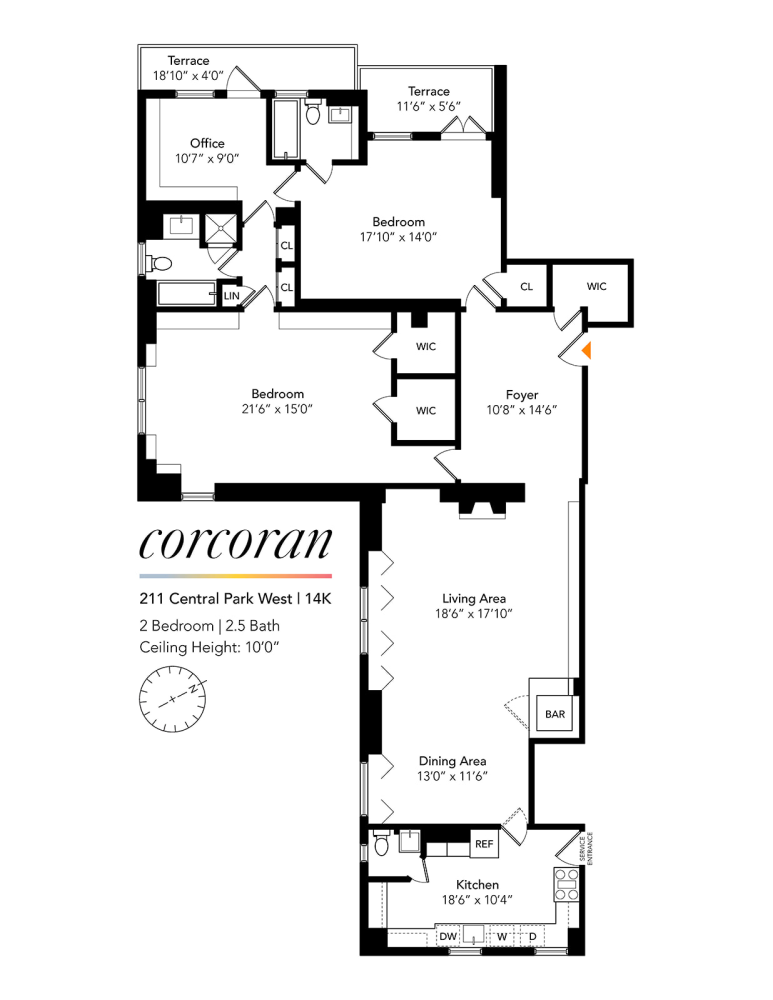 Floorplan for 211 Central Park, 14K