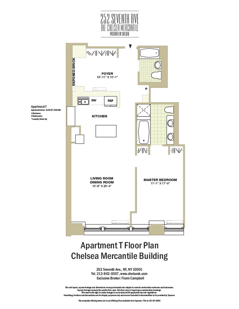 Floorplan for 252 7th Avenue, 5T