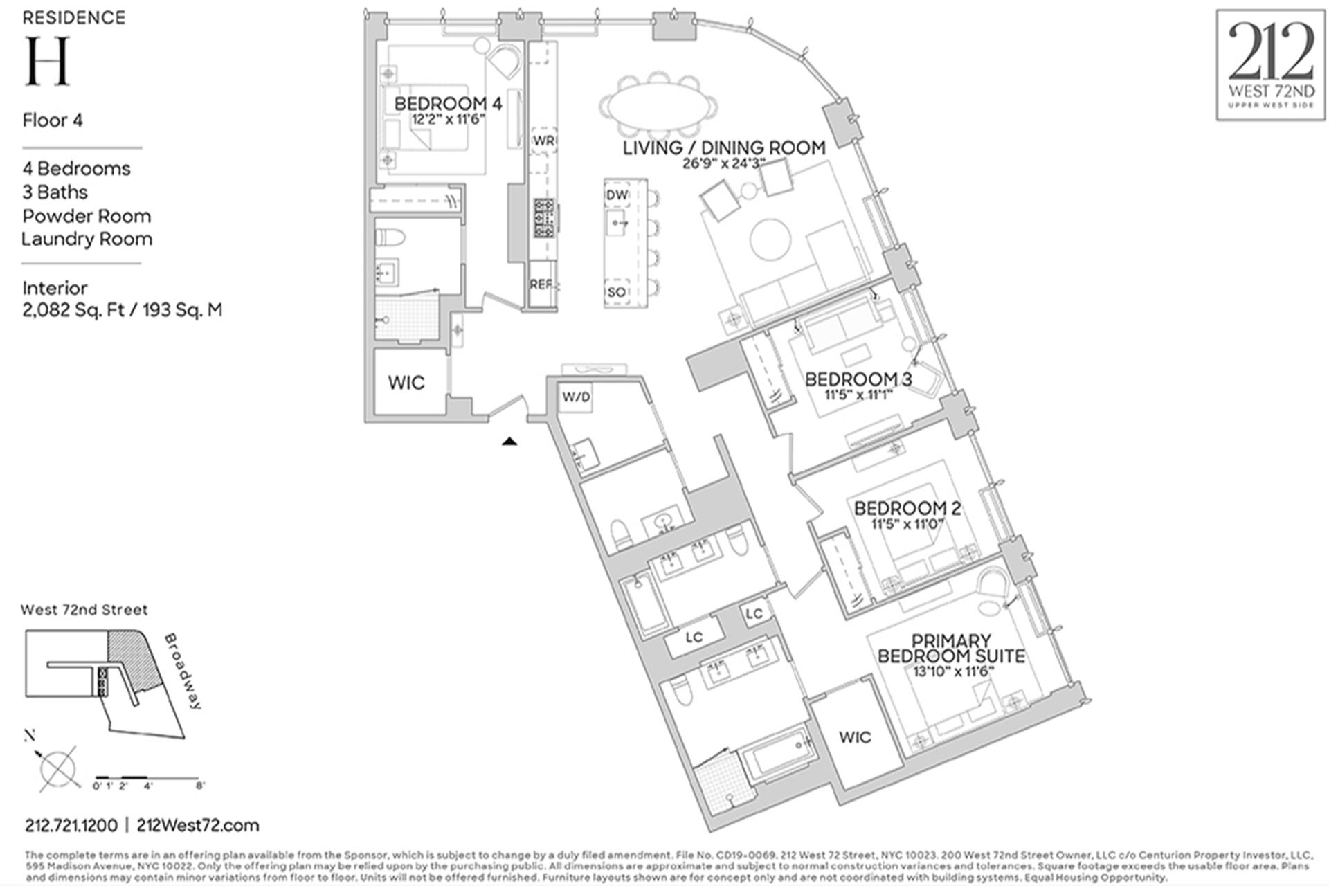 Floorplan for 212 West 72nd Street, 4H