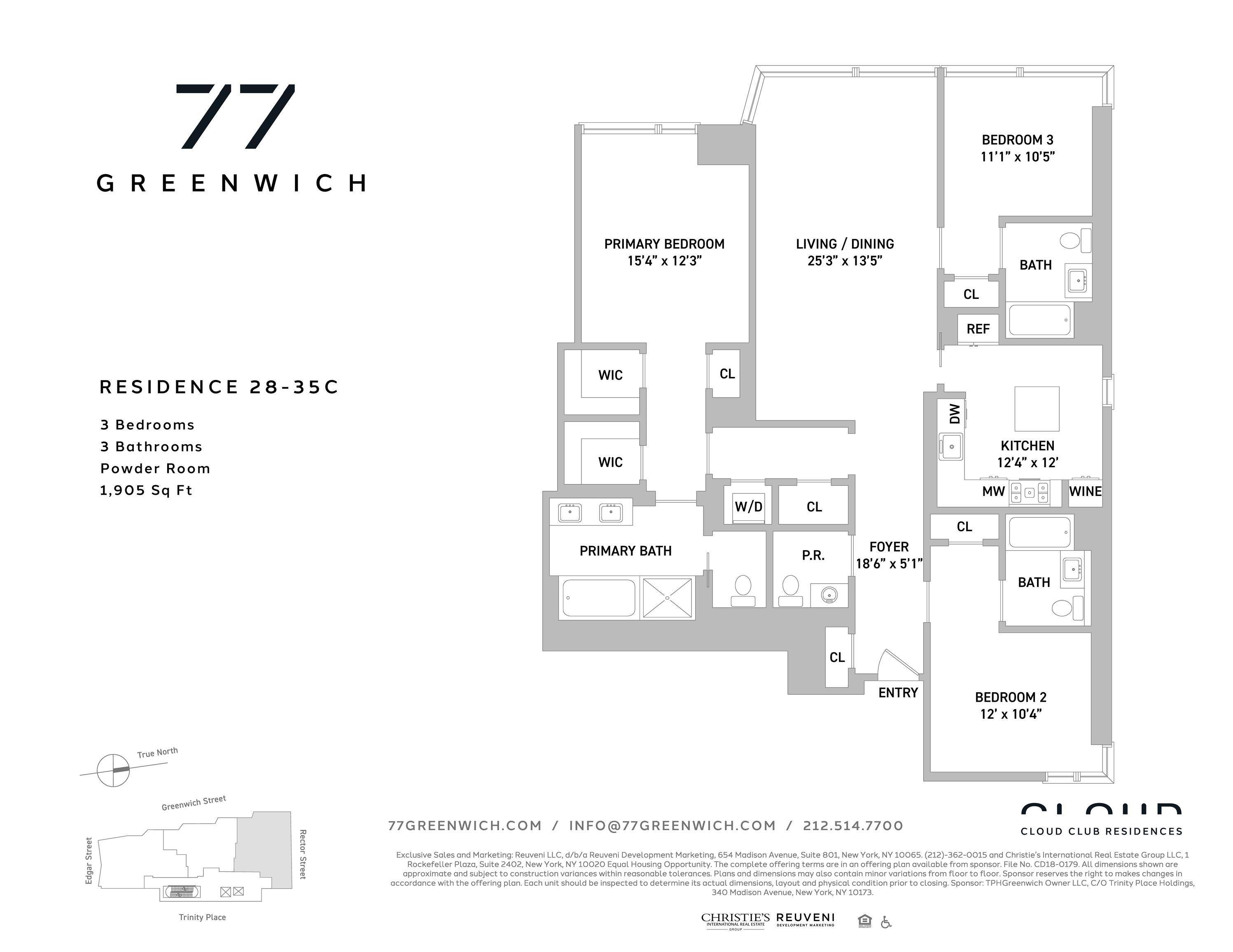 Floorplan for 77 Greenwich Street, 28-C