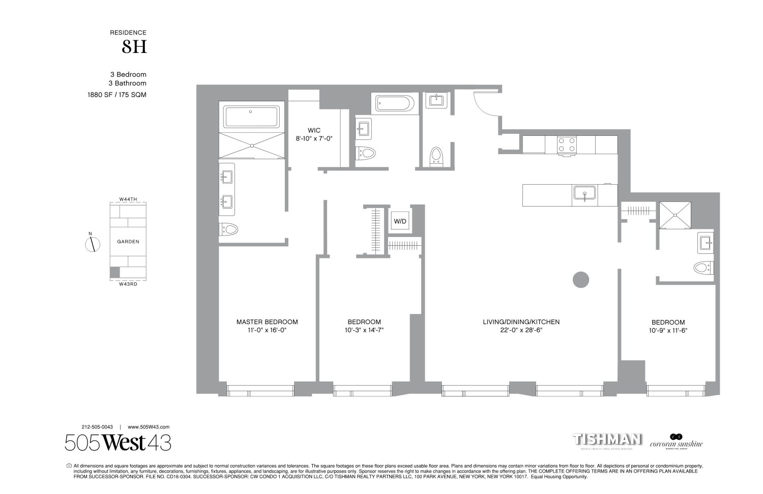 Floorplan for 505 West 43rd Street, 8H