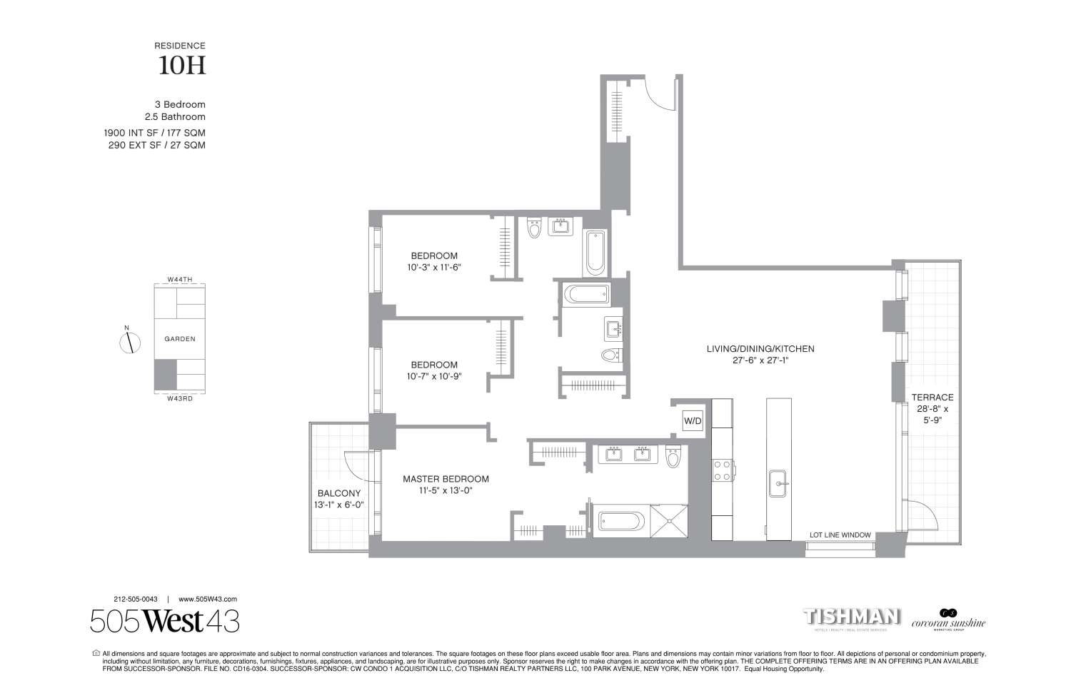 Floorplan for 505 West 43rd Street, 10H