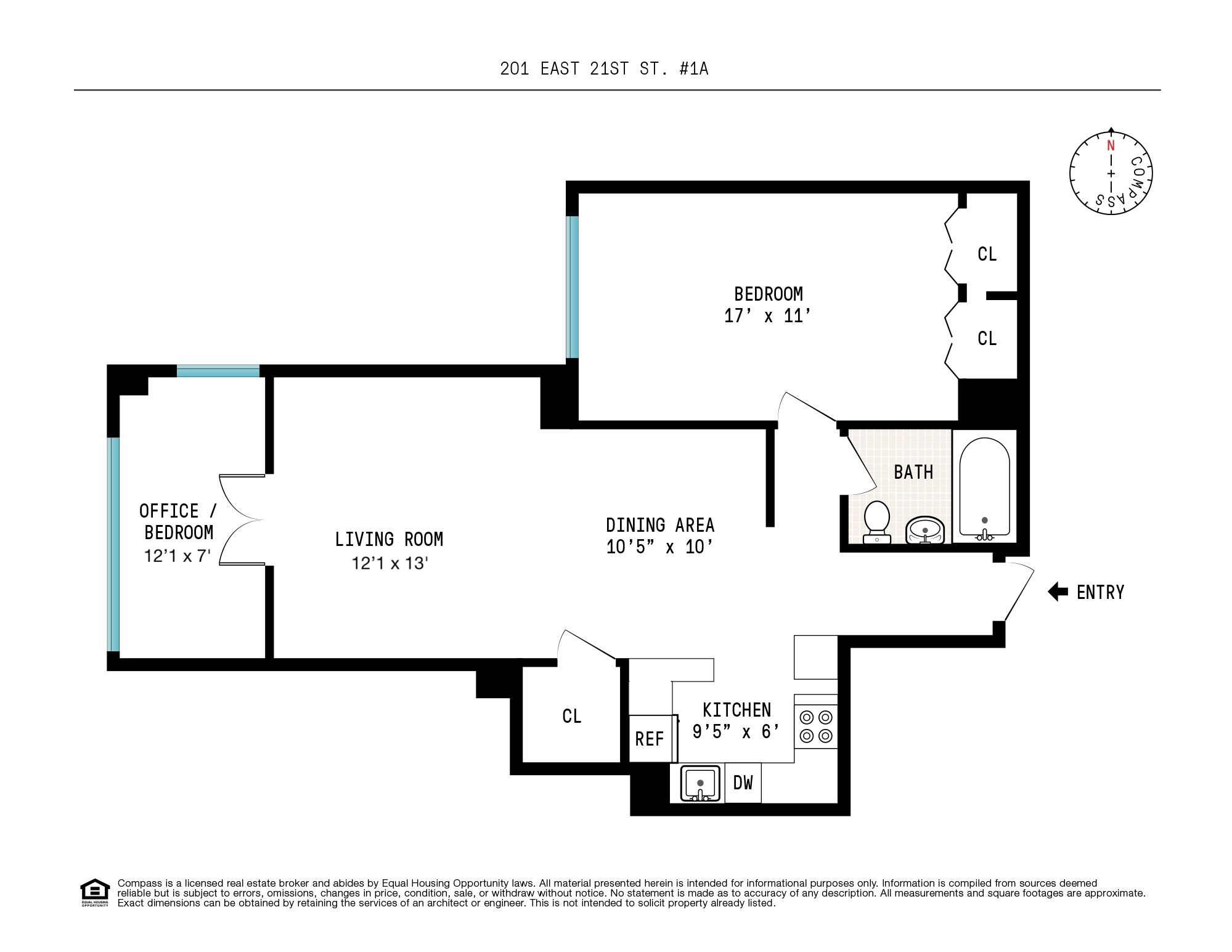 Floorplan for 201 East 21st Street, 1A