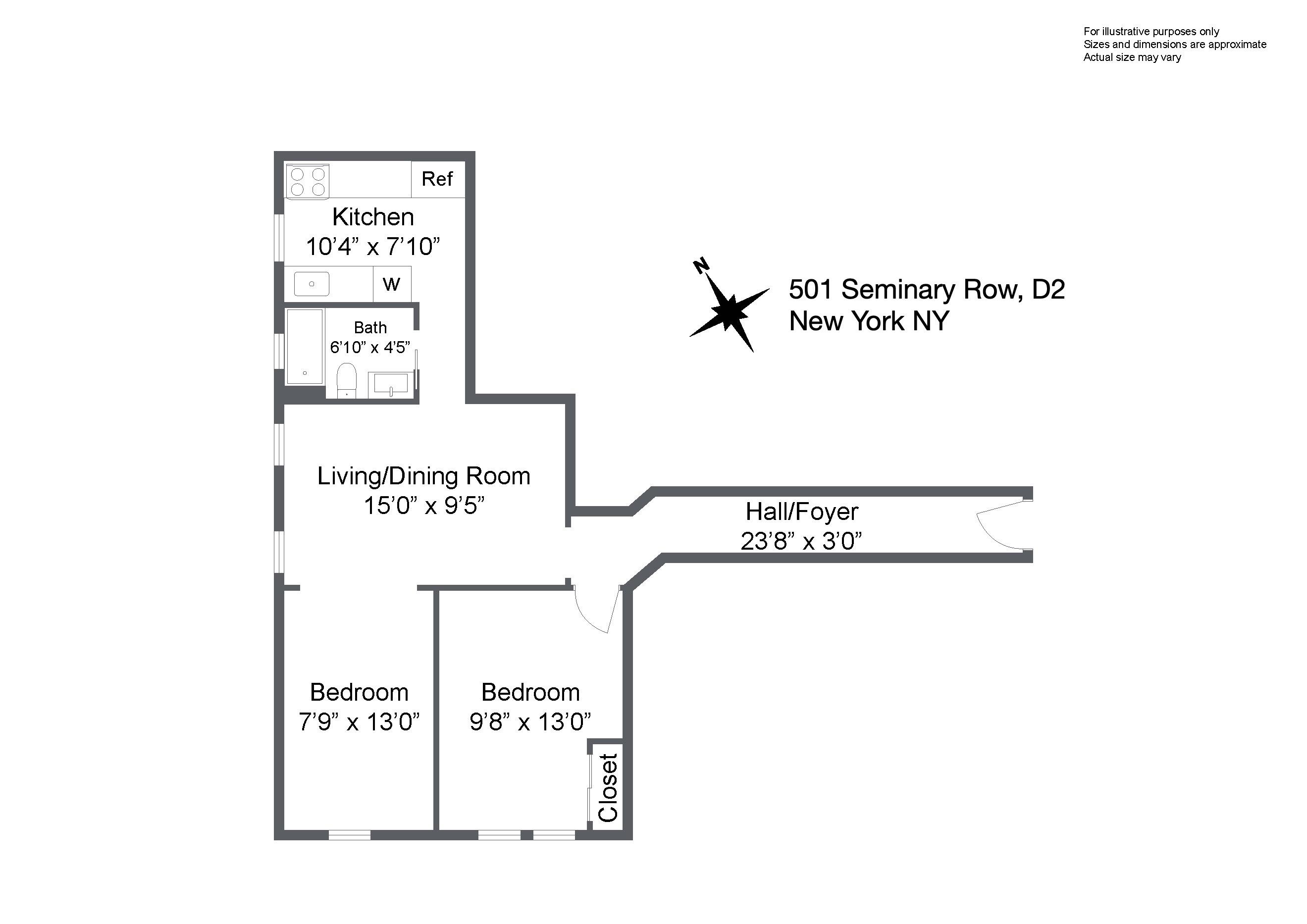 Floorplan for 501 West 122nd Street, D-2