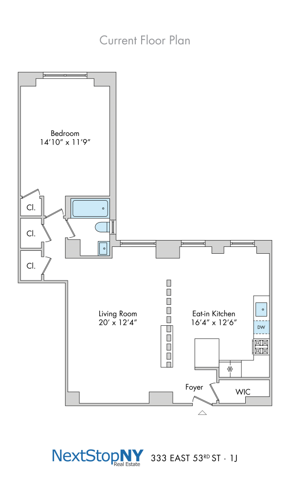 Floorplan for 333 East 53rd Street, 1J