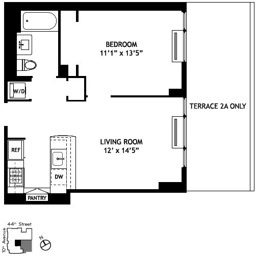 Floorplan for 464 West 44th Street, 2A