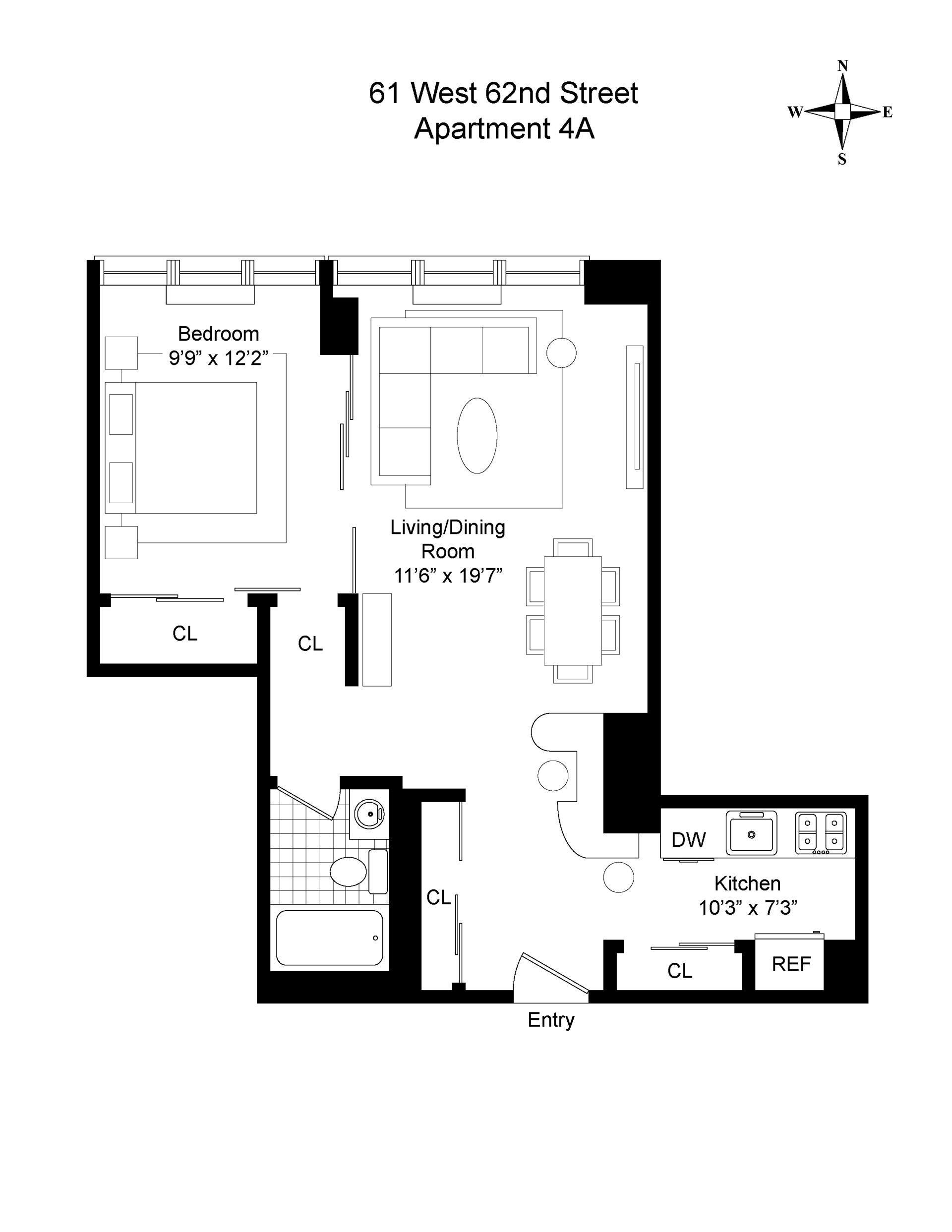 Floorplan for 61 West 62nd Street, 4A