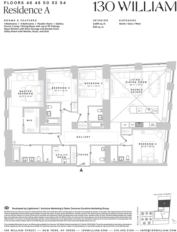 Floorplan for 130 William Street, 50A