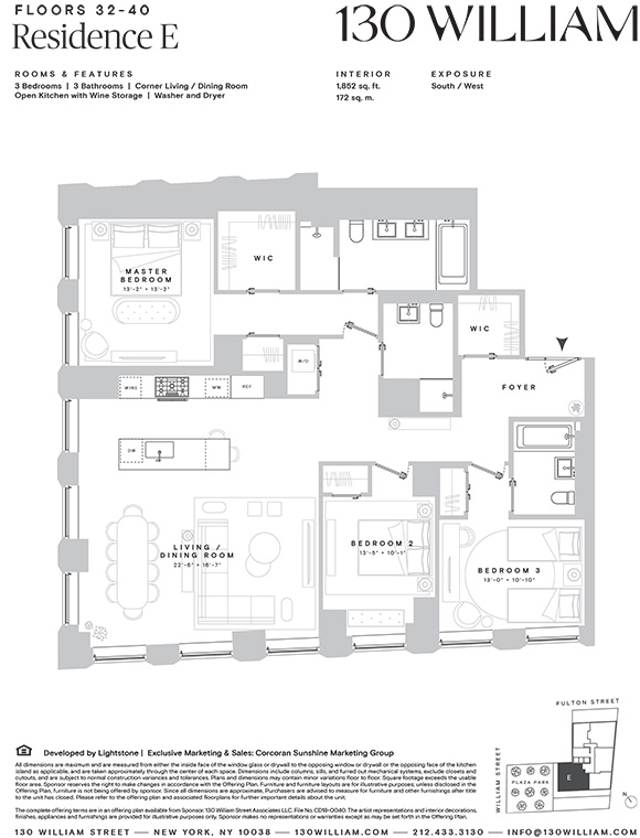 Floorplan for 130 William Street, 35E