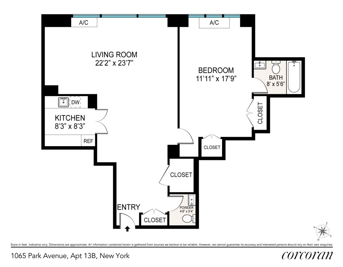 Floorplan for 1065 Park Avenue, 13B