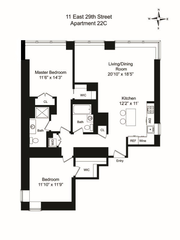 Floorplan for 11 East 29th Street, 22C