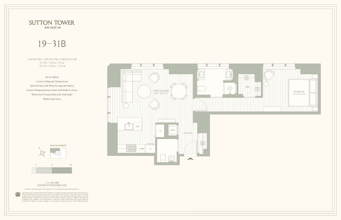 Floorplan for 430 East 58th Street, 23B