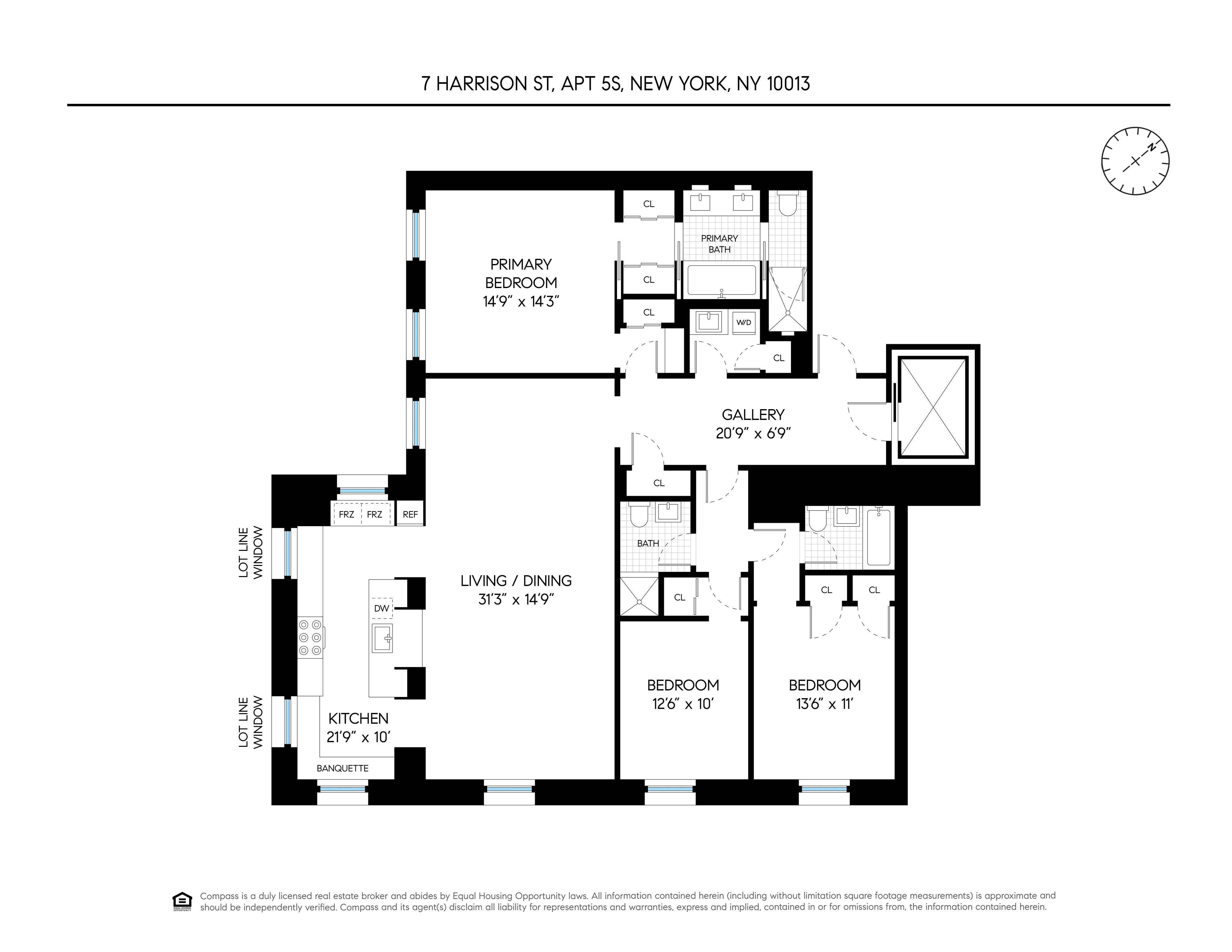 Floorplan for 7 Harrison Street, 5S