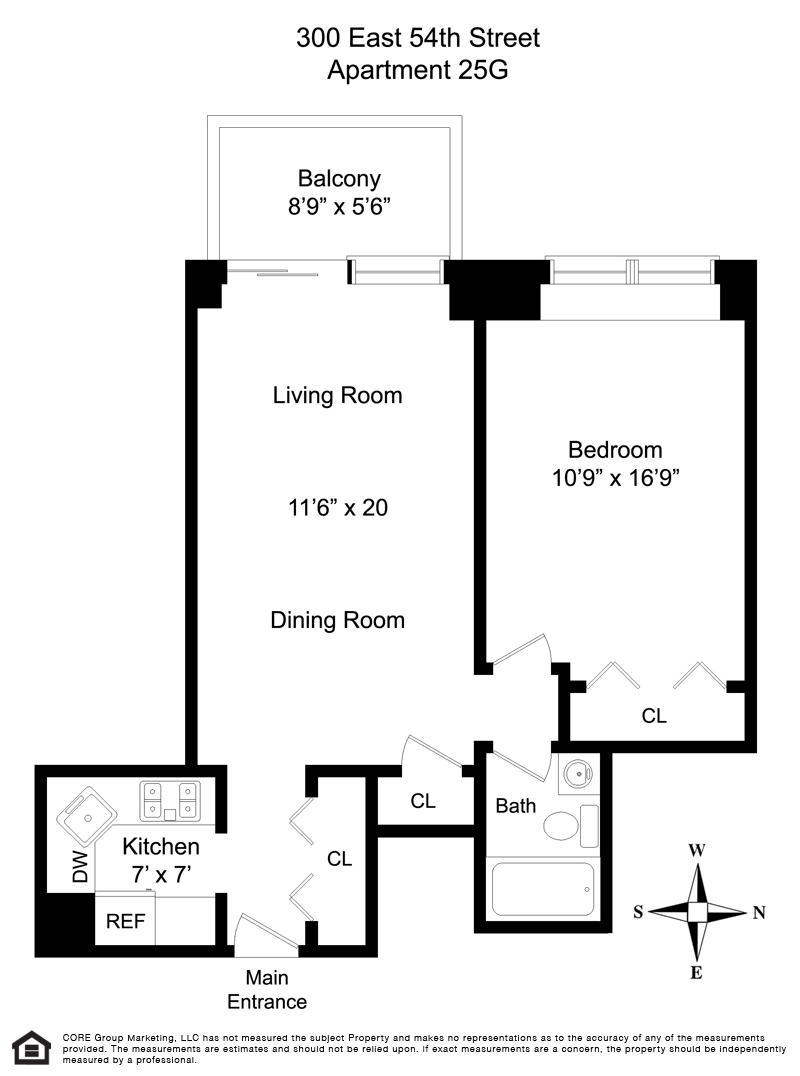 Floorplan for 300 East 54th Street, 25G