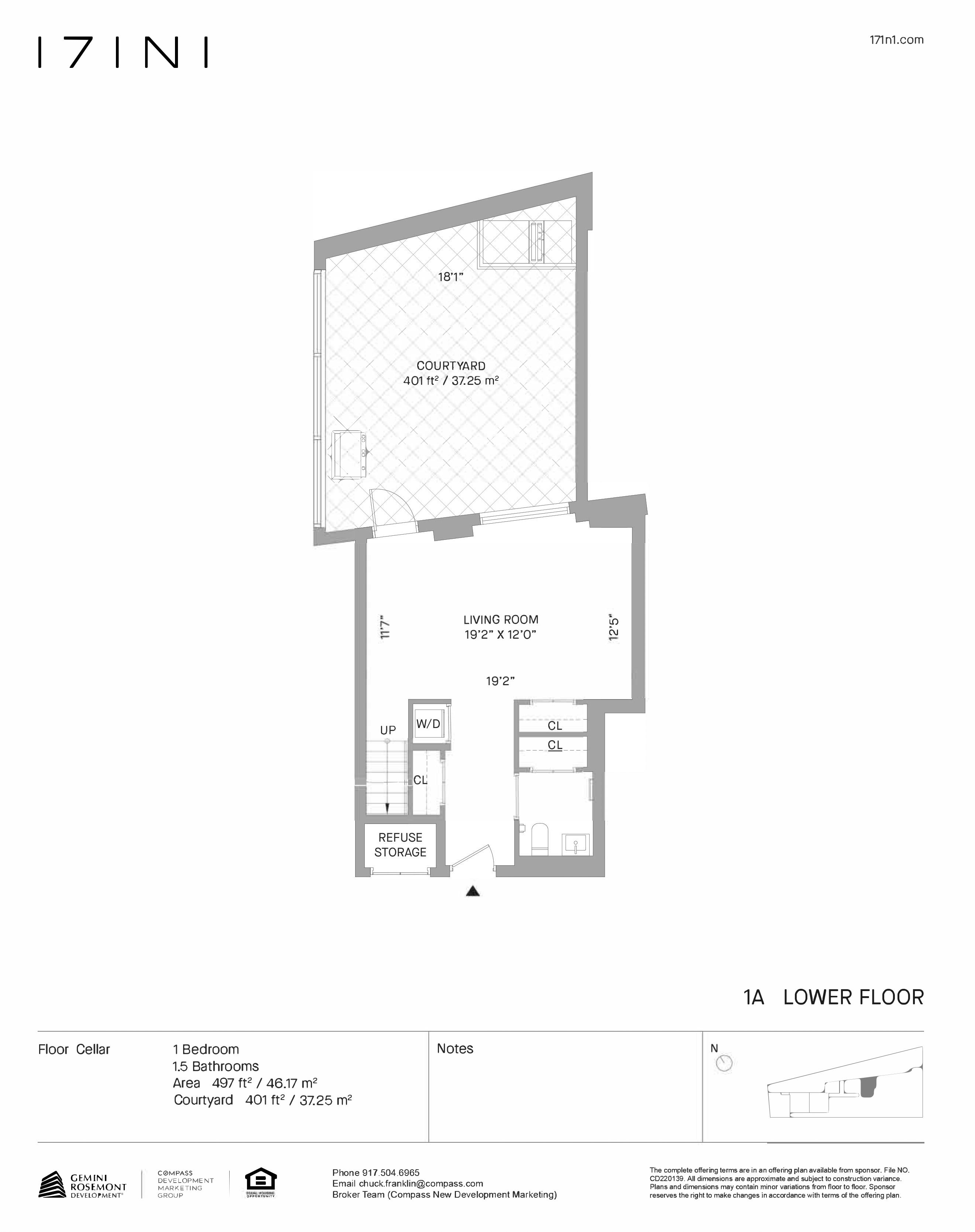 Floorplan for 171 North 1st Street, 1A