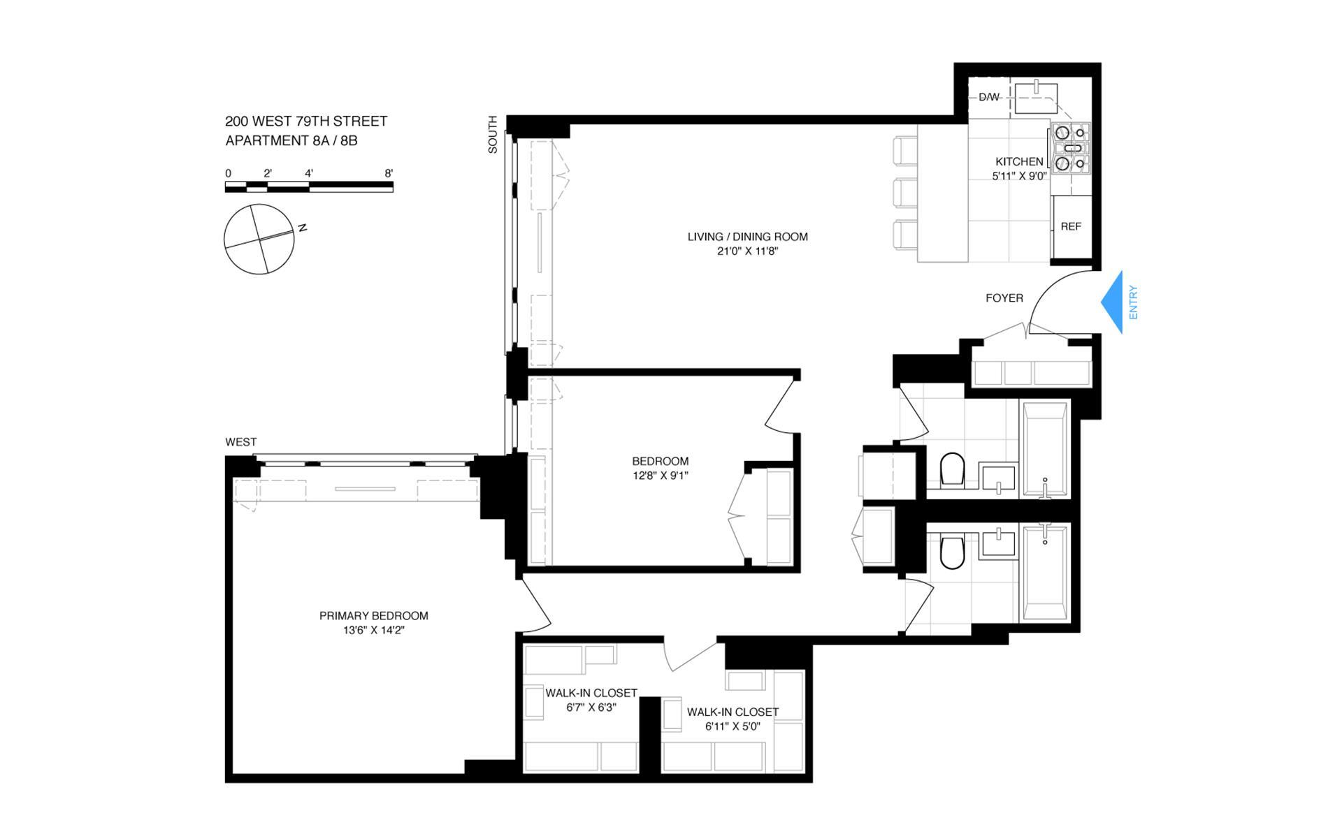 Floorplan for 200 West 79th Street, 8AB