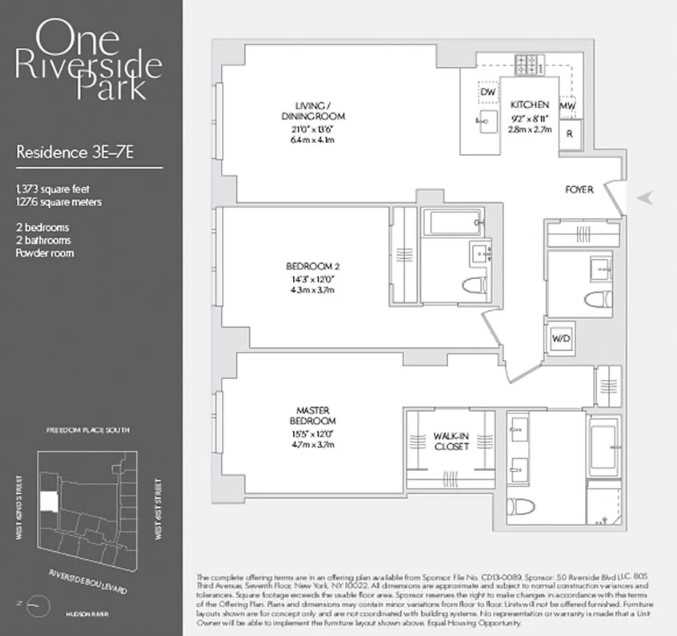 Floorplan for 50 Riverside Boulevard, 6-E