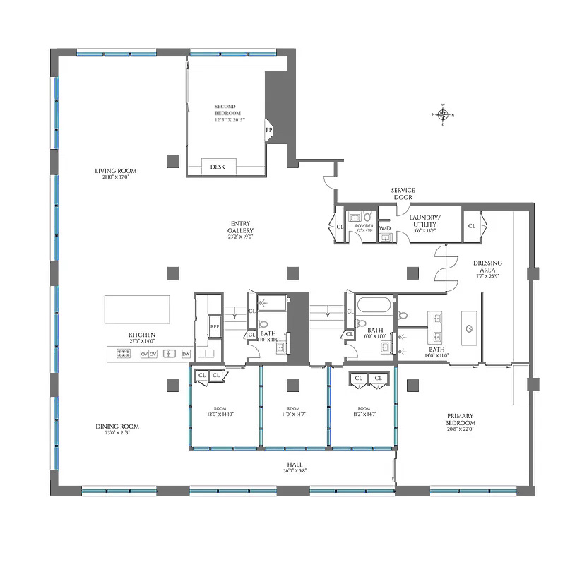 Floorplan for 145 Hudson Street, 13A