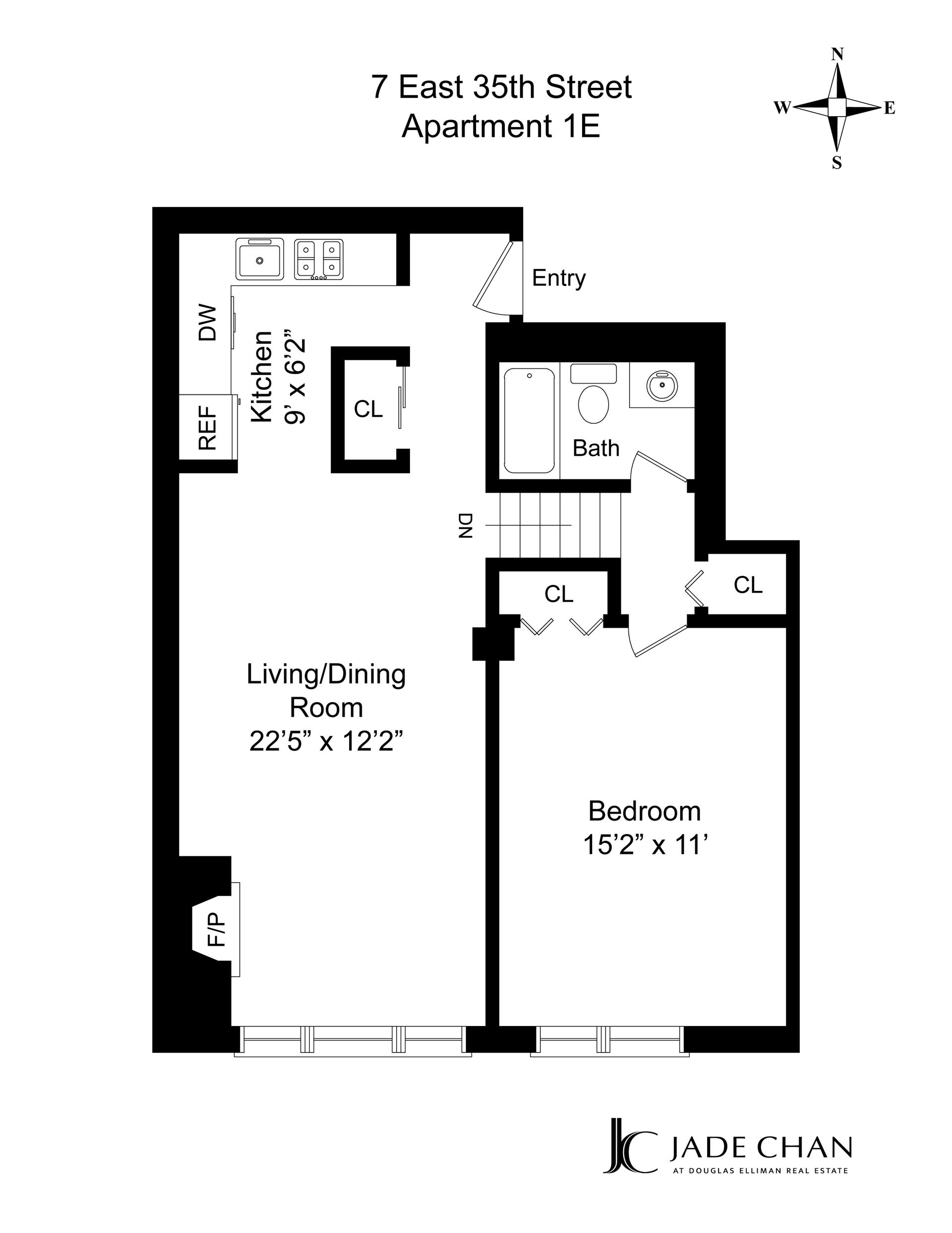 Floorplan for 7 East 35th Street, 1E