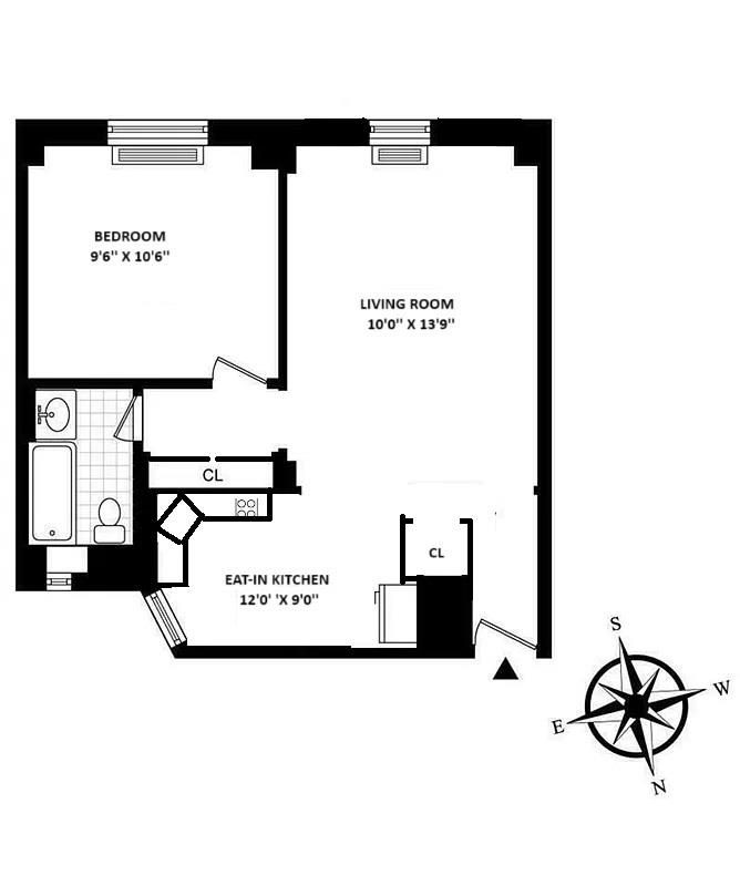 Floorplan for 25 West 64th Street, 1-B