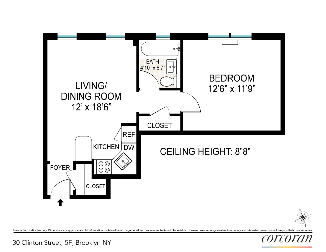 Floorplan for 30 Clinton Street, 5F