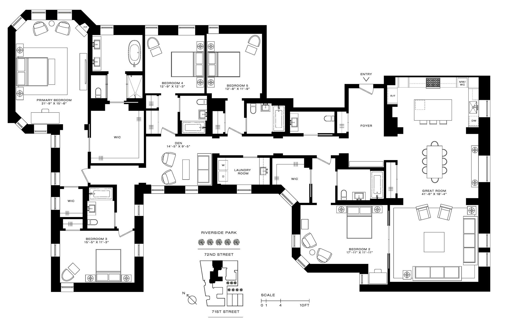 Floorplan for 344 West 72nd Street, 301