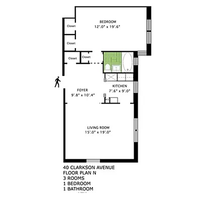 Floorplan for 40 Clarkson Avenue, 3N