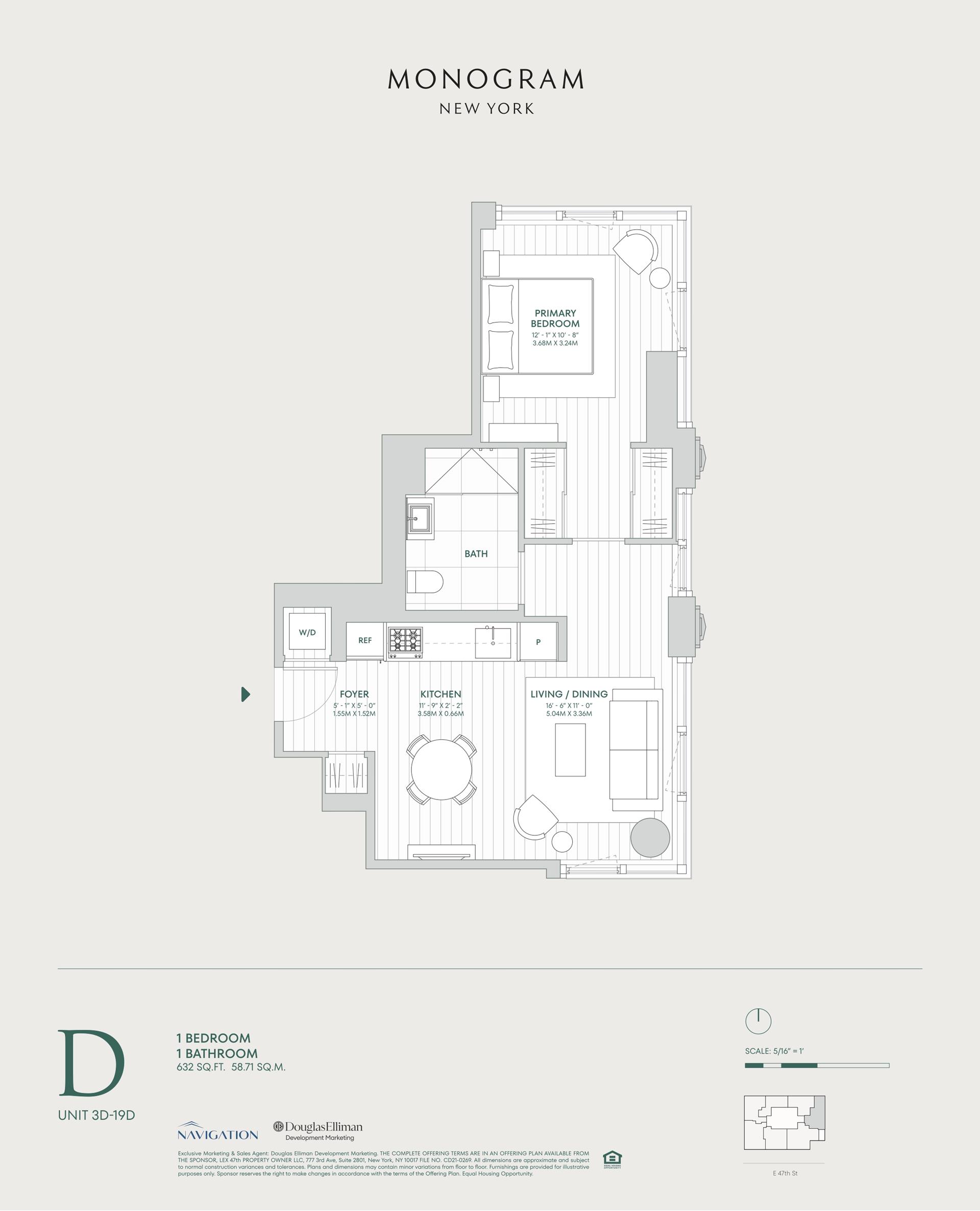 Floorplan for 135 East 47th Street, 14D