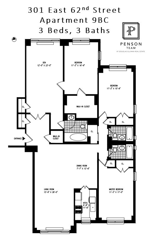 Floorplan for 301 East 62nd Street, 9BC