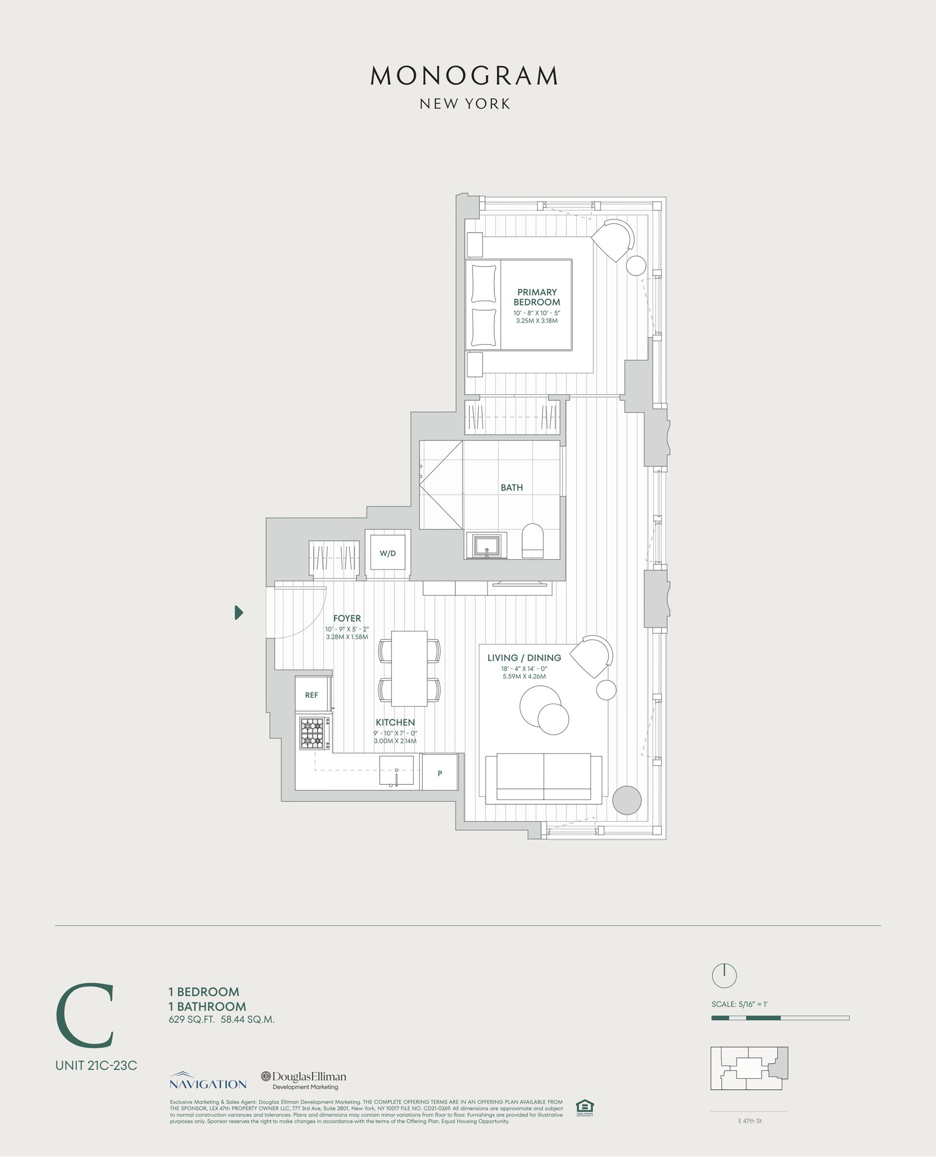 Floorplan for 135 East 47th Street, 21C