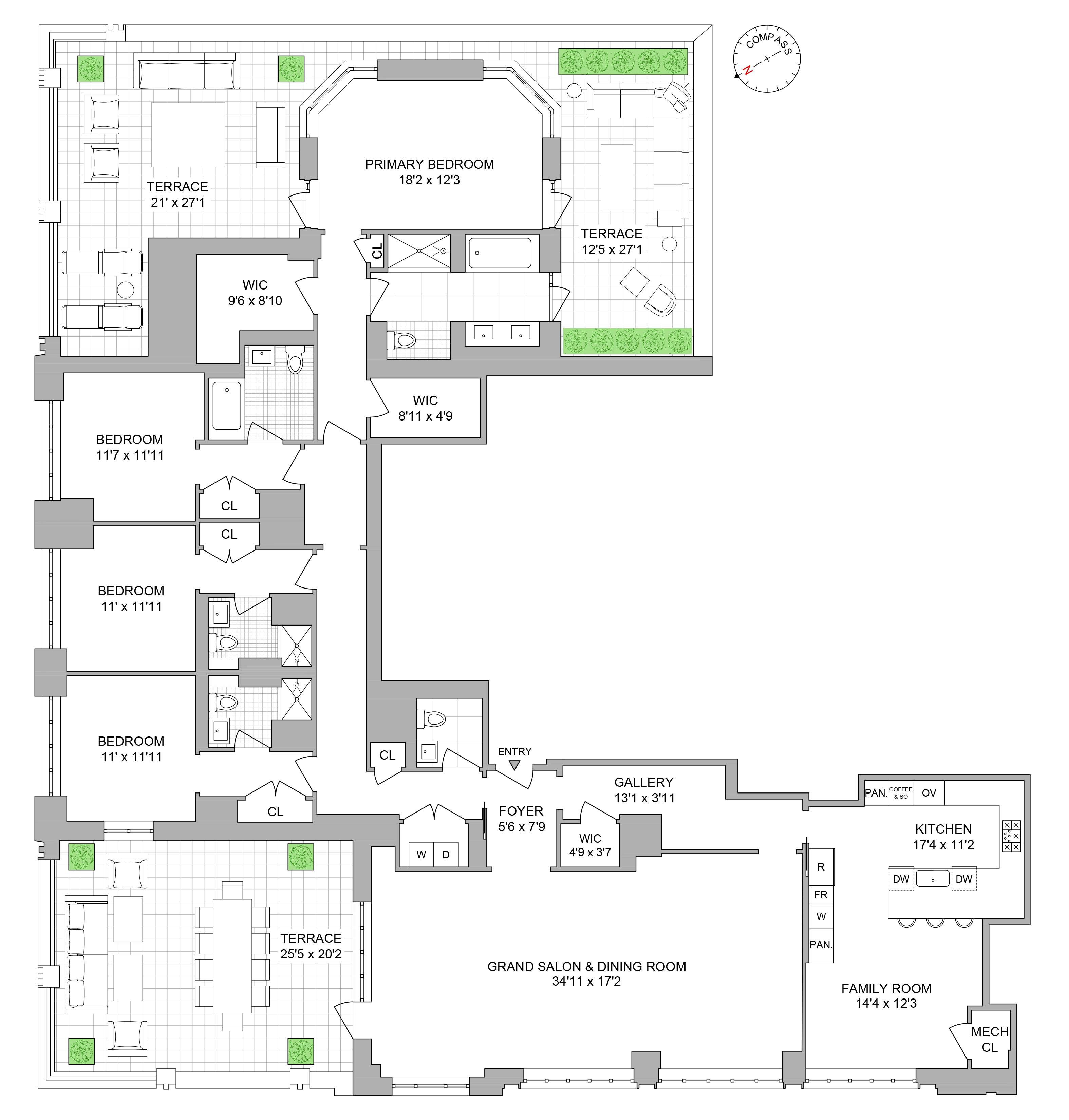 Floorplan for 200 East 95th Street, PHB