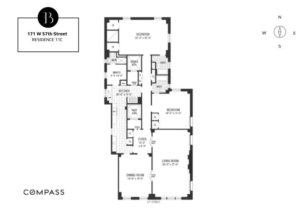 Floorplan for 171 West 57th Street, 11C