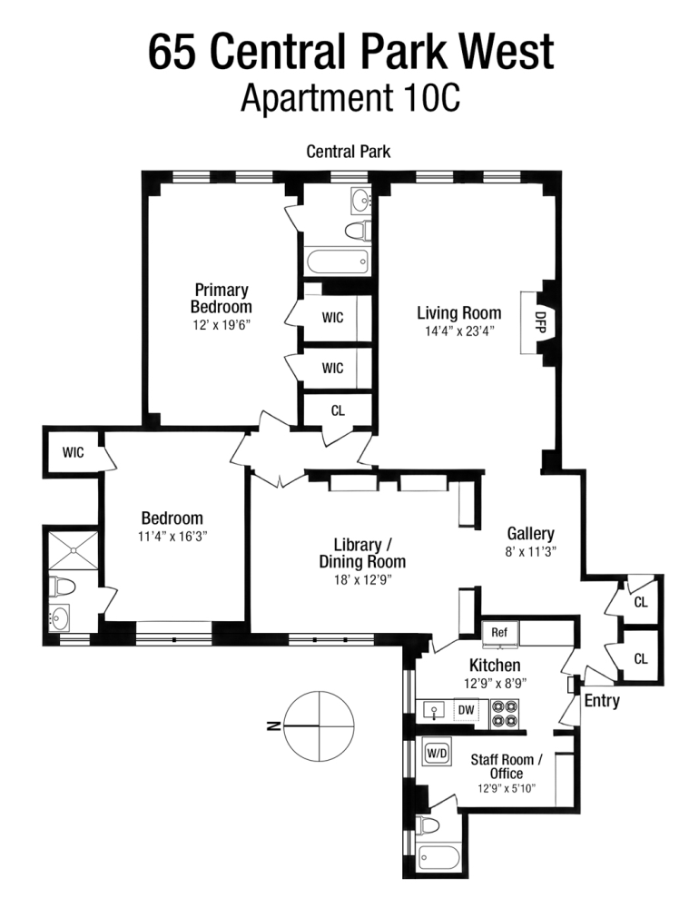 Floorplan for 65 Central Park, 10C