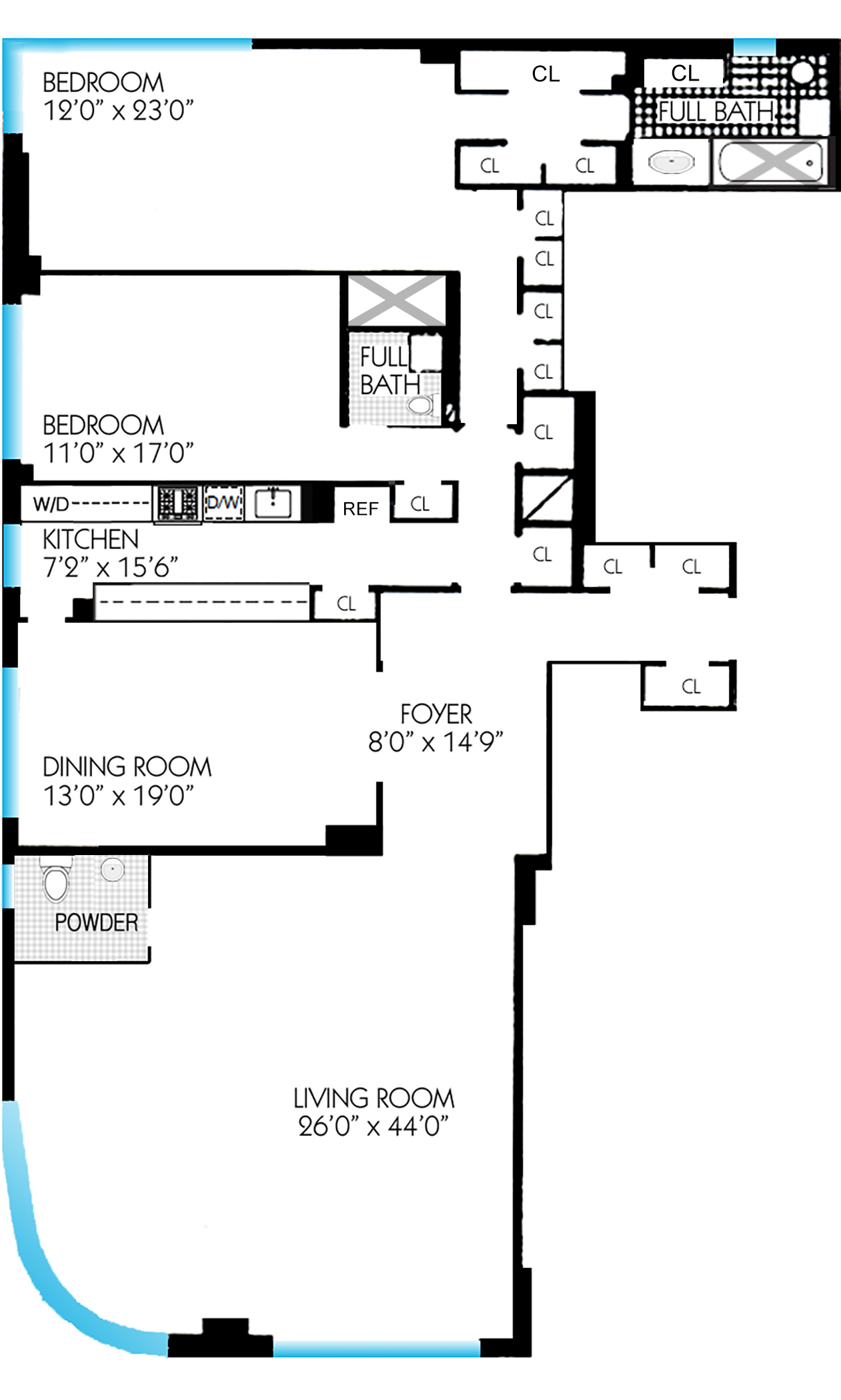 Floorplan for 200 Central Park, 24A