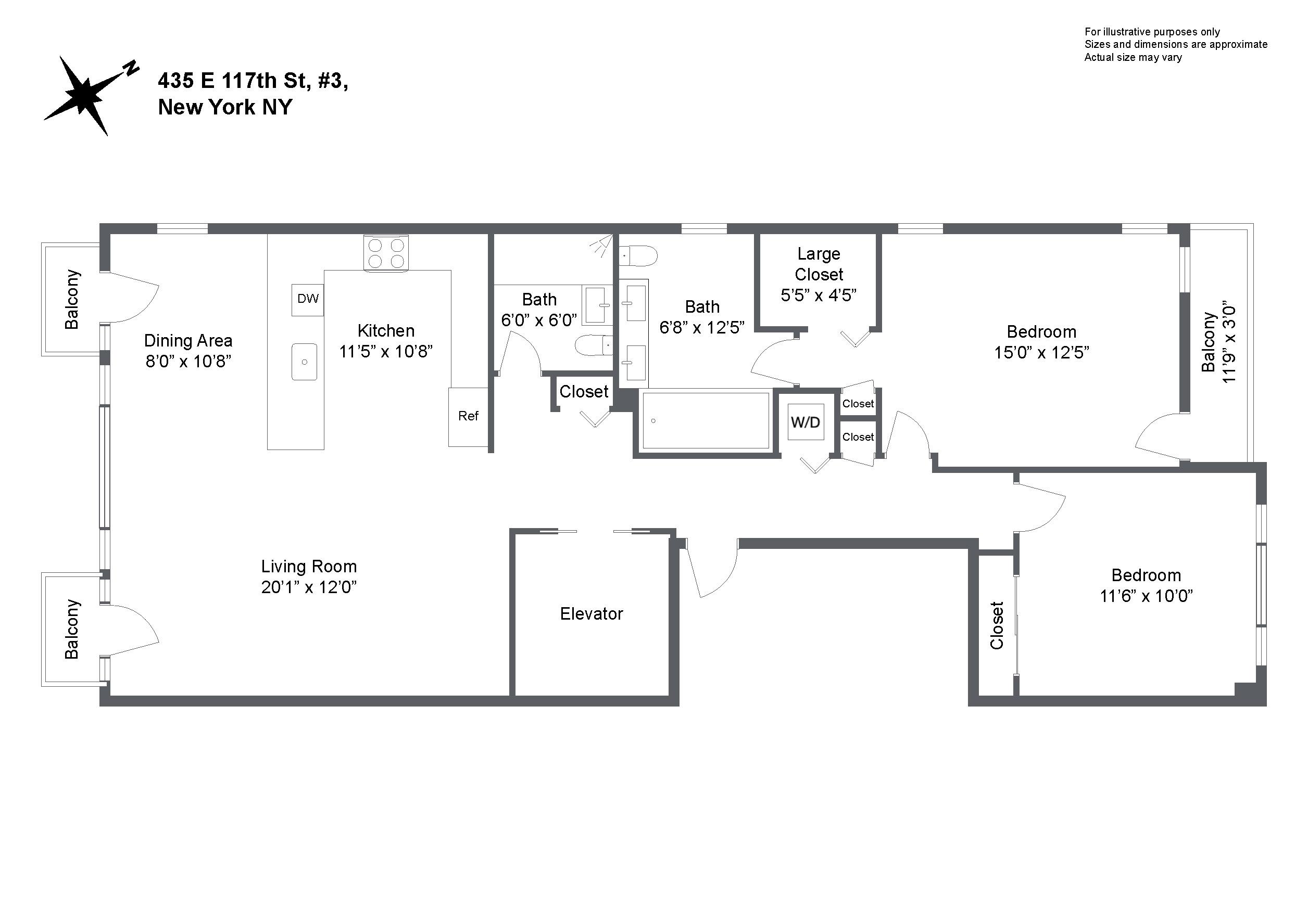 Floorplan for 435 East 117th Street, 3