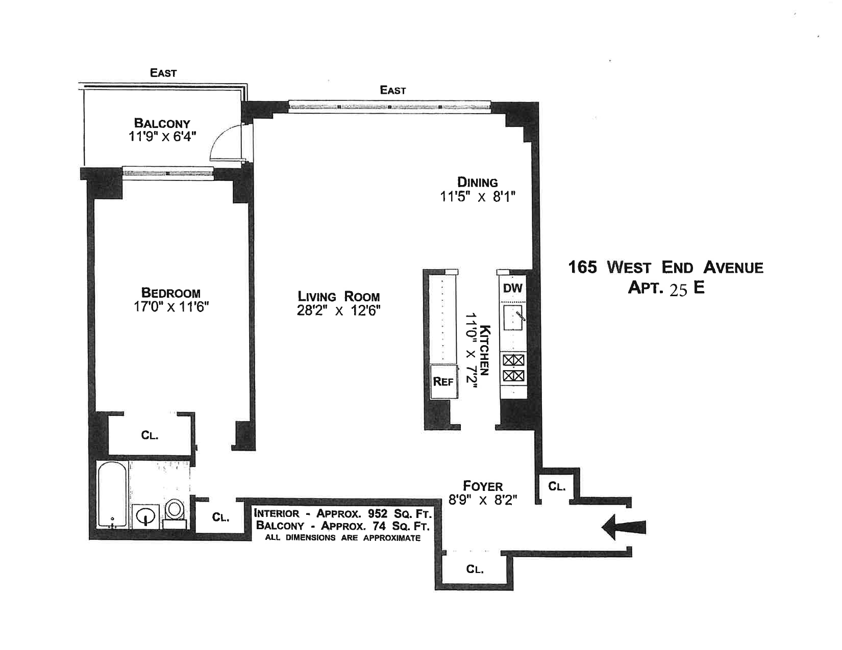 Floorplan for 165 West End Avenue, 25E