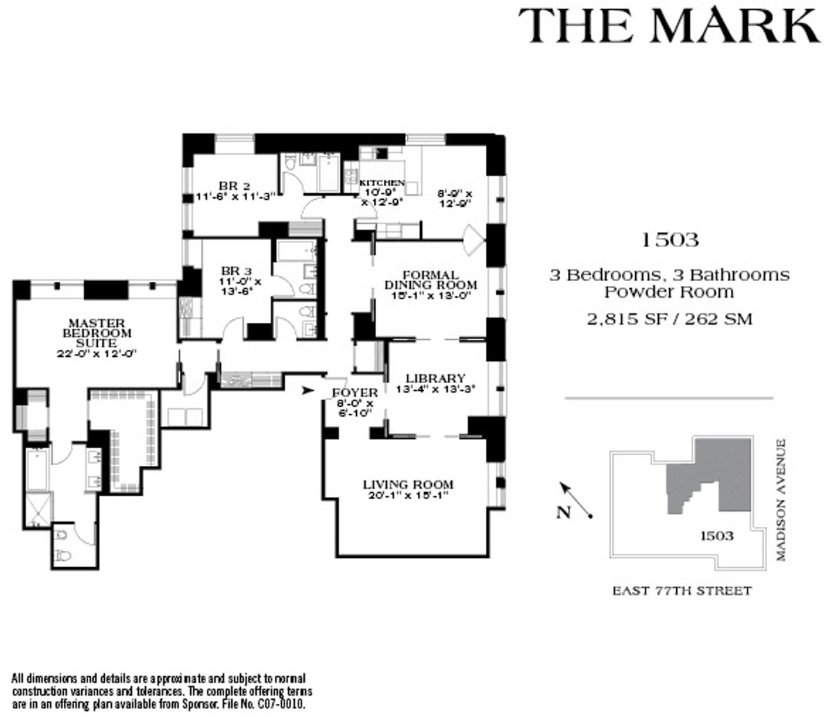 Floorplan for 25 East 77th Street, 1503