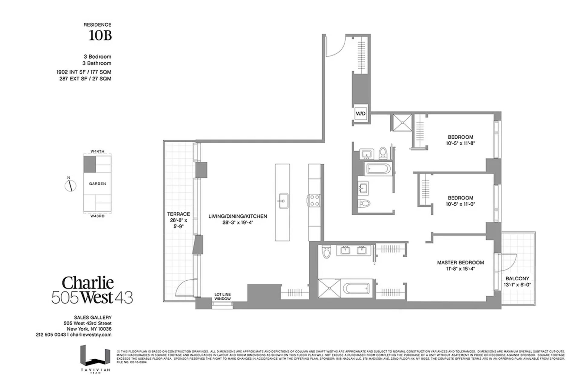 Floorplan for 505 West 43rd Street, 10B